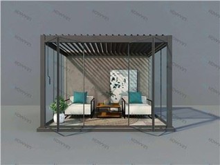 Metalo Pergola su ištraukiamu stogu ir šonais