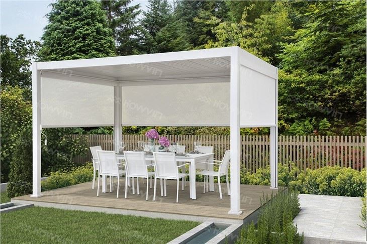 „Howvin“ sienoje montuojamas metalinis pergolos lauko elektrinis skėtis nuo saulės „Courtyard Pergola Garden“.